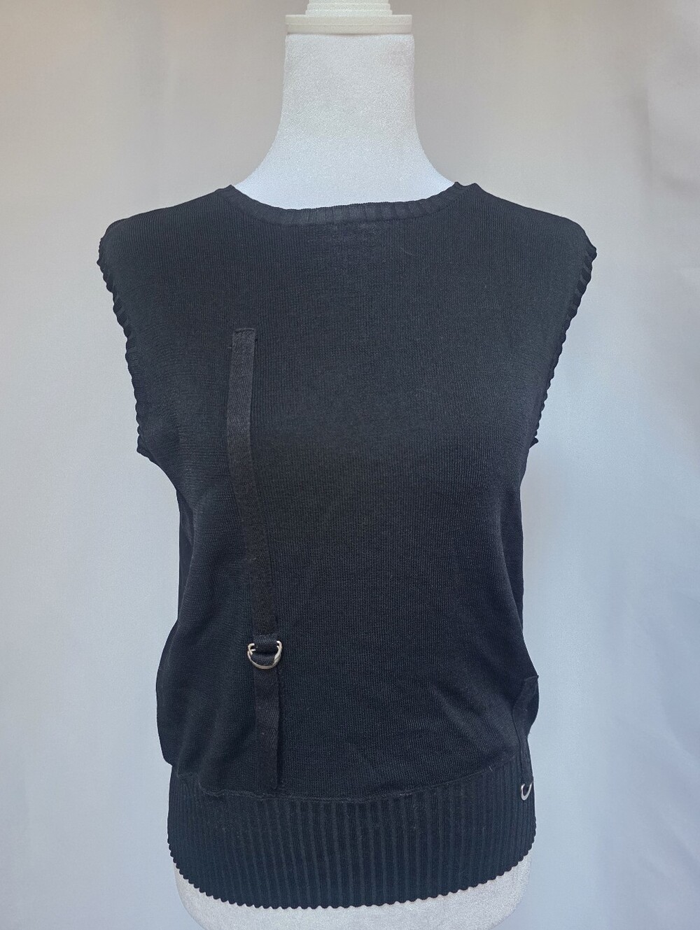 Insight Black Sheer Back D-Ring Knit Top Size M